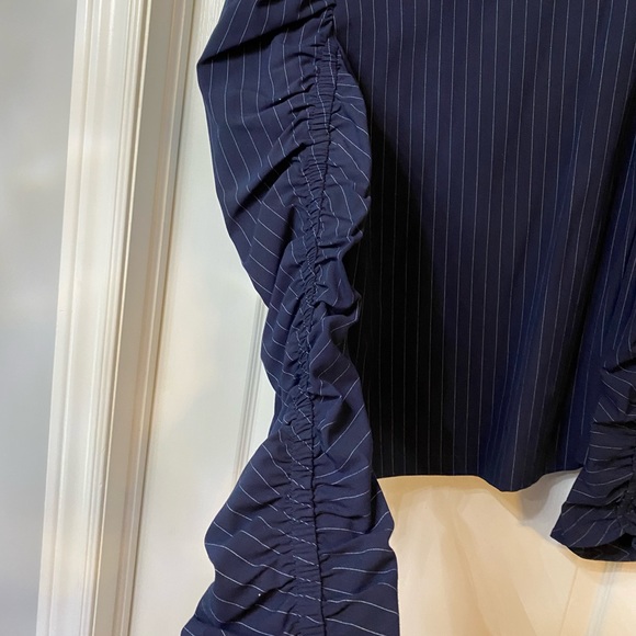 Zara pinstripe long sleeve runched top size XL - Picture 4 of 5